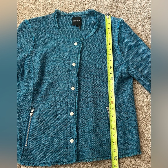 Worn Once NIC+ZOE Deserve It Fringe Detail Teal Bouclé Jacket - Picture 14 of 15